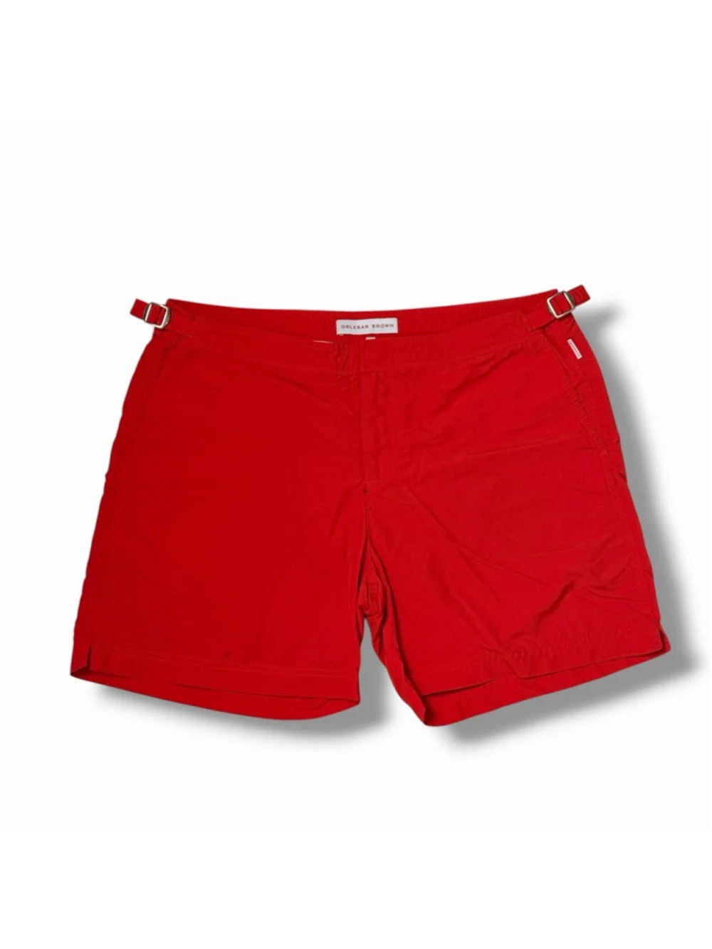 Orlebar Brown Bulldog Swim Trunks Mens 36 Adjustable Red 5” Inseam *SPOTS*